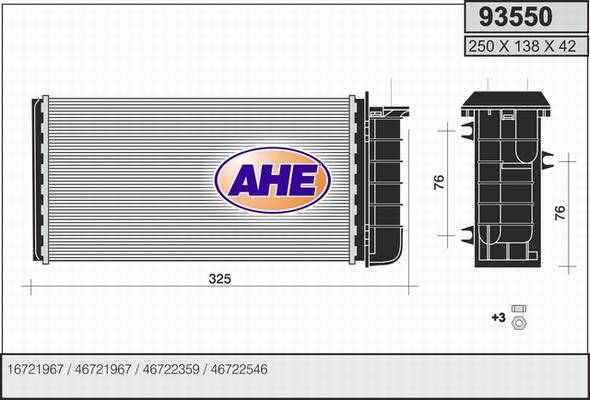 93550 AHE Теплообмінник, система опалення салону